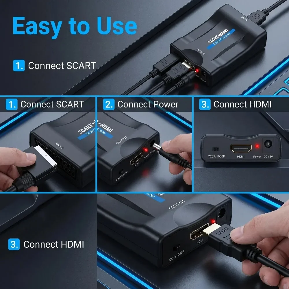 Converter Adapter with USB Cab - Scart To Hdmi review and price